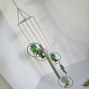 Silver Metal Wind Chime Palm Trees New